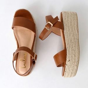 Lulus Corsa Tan Espadrille Flatform Sandals